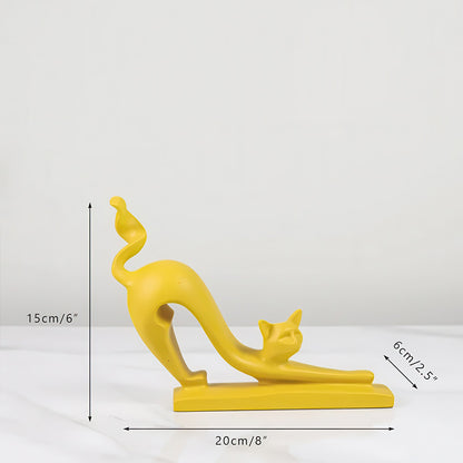 Chat Jaune Statue en Résine Moderne