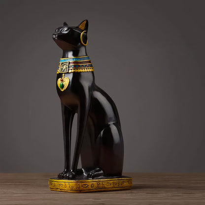 Statue Chat Déesse Egyptienne Noire en Résine