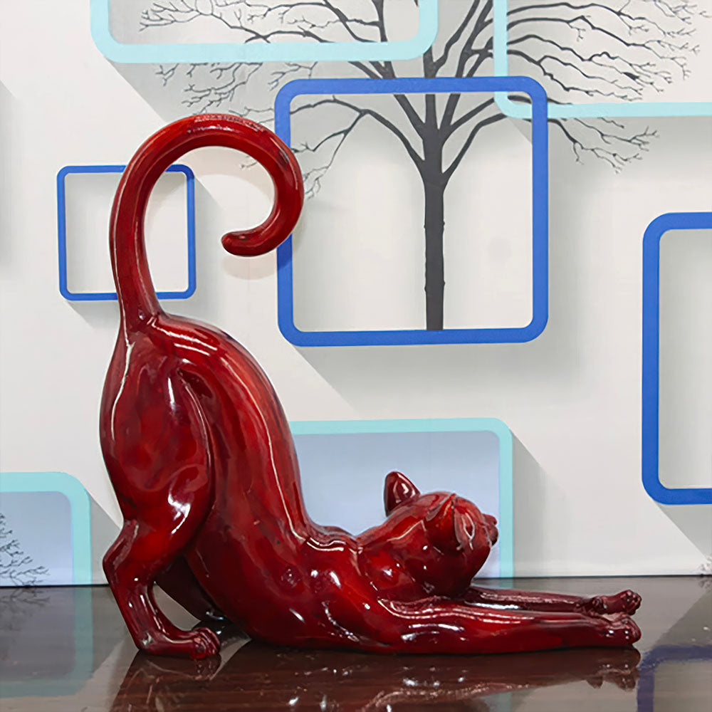 Chat Rouge sculpture Design en Résine