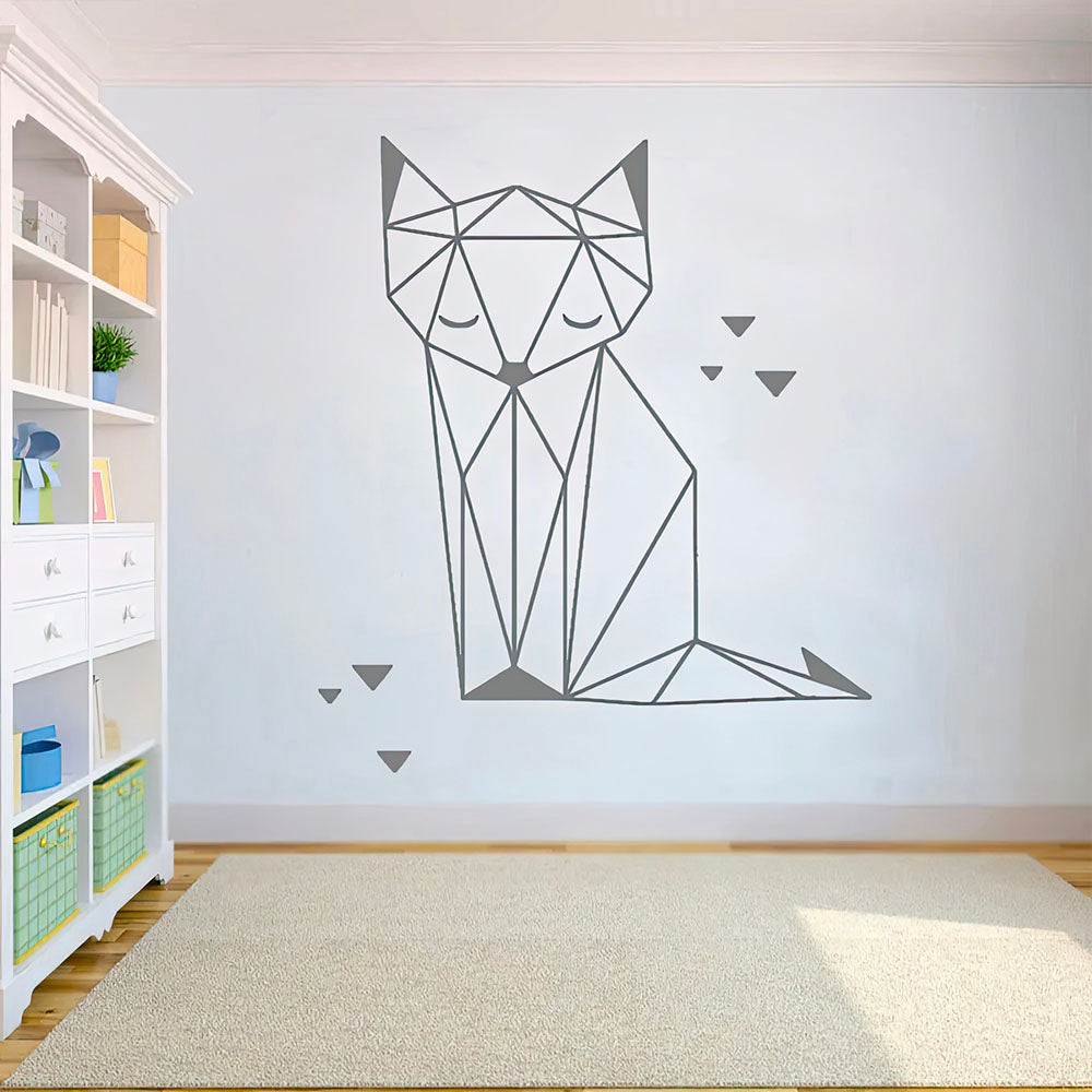 Sticker Chat Gris Assis Effet Peinture 