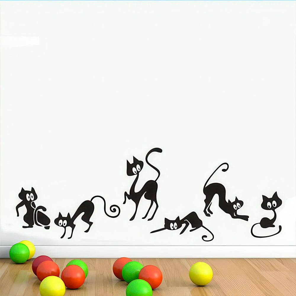 Autocollants Chat Noir Espiègles Look Minimaliste 