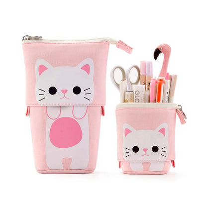 Trousse  Chat Kawaii Télescopique Pour Enfant en Tissu Rose