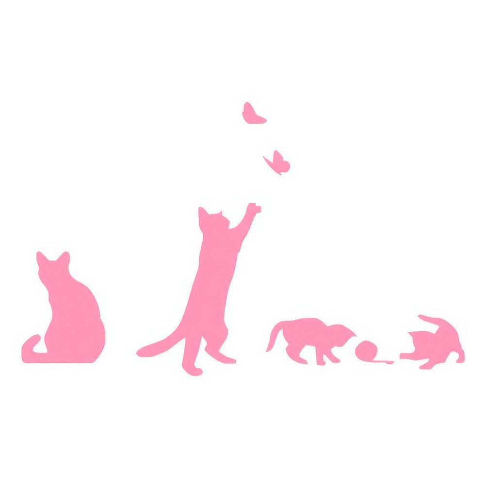 Autocollants Muraux Chats Joueurs et Papillons Roses Ludiques