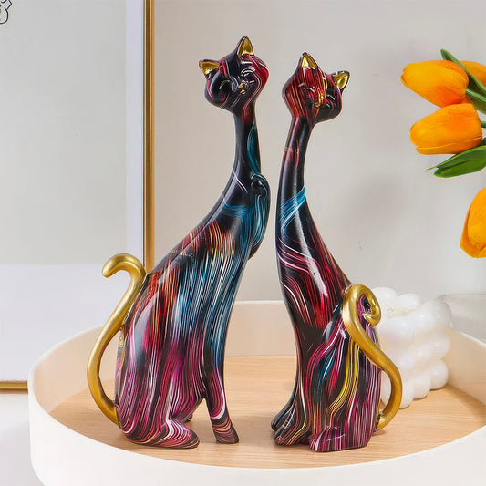 Chats Grandes Statues Couple Style graffiti Peinture Huile