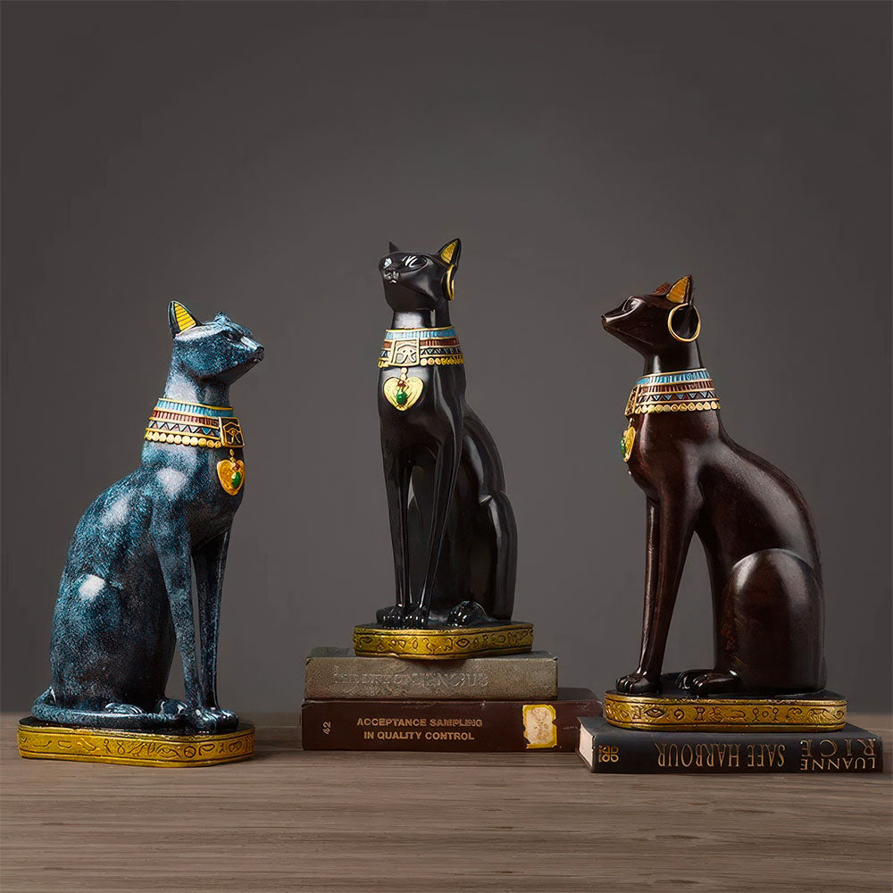 Chats Statues Déesse Egyptienne Bleue noire ou marron