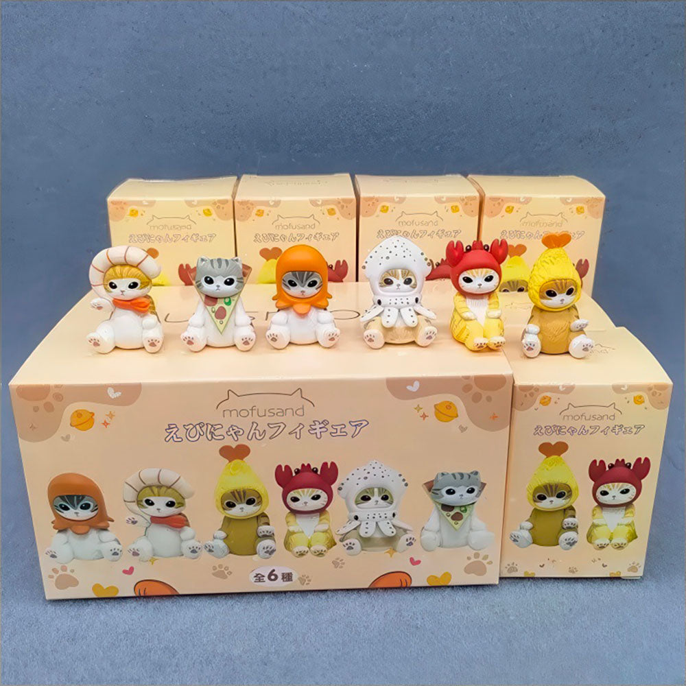 Lot de 5 Mini Figurines Mofusand Chat en Résine