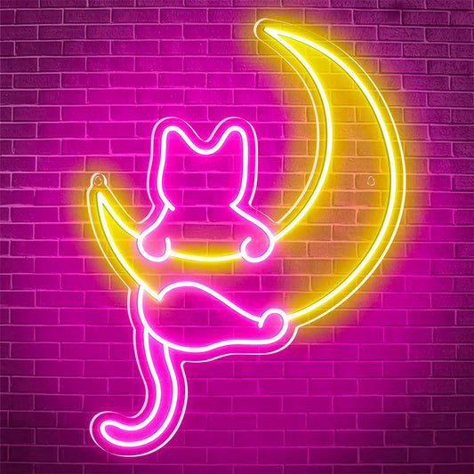 Lampe Led Chat Blanc sur la Lune 