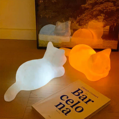 Veilleuse Lampe Led Bleue ou Jaune en Forme de Chat   