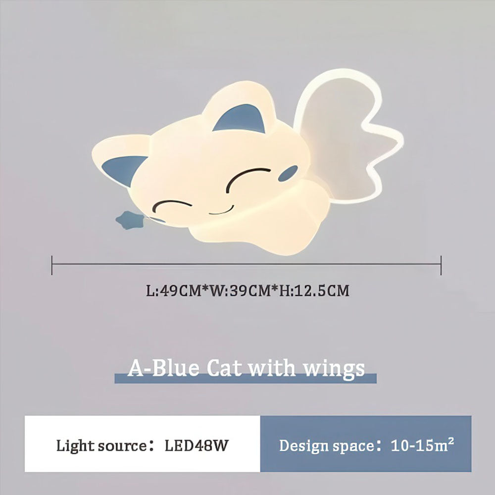 Plafonnier en Forme de Chat Bleu et Blanc sur Lune 