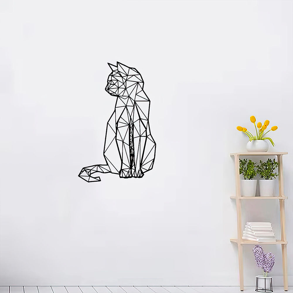 Chaton Origami Décoratif Sticker Noir 