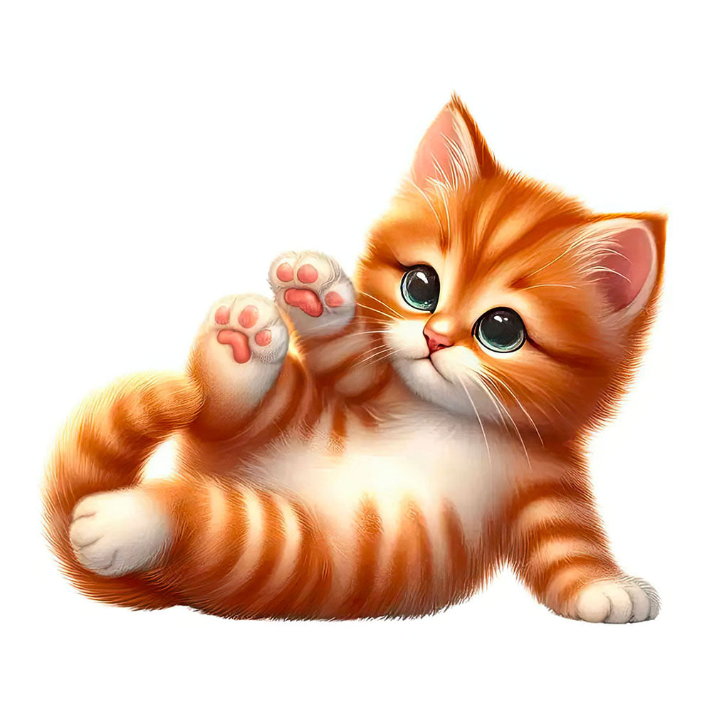 Petit Chat Roux Adorable Qui s'Attrape une Patte Autocollant