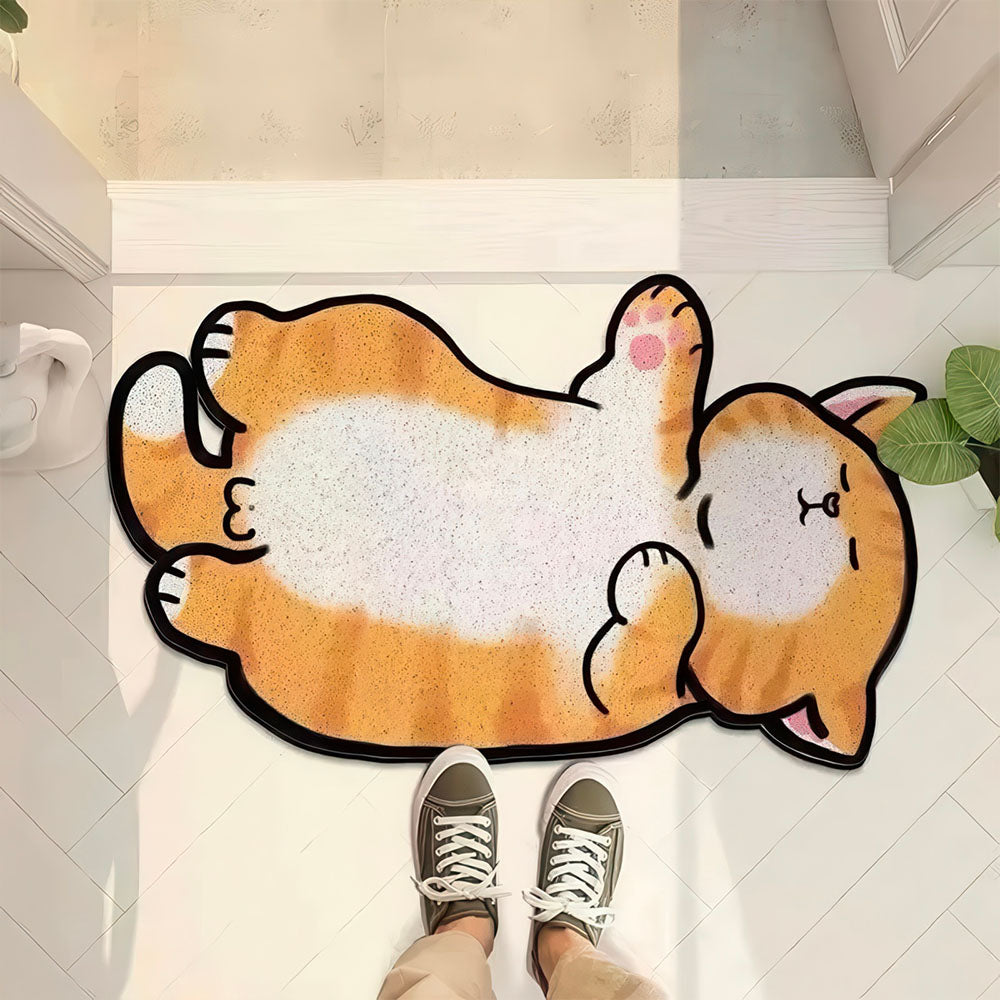 Tapis d'entrée Forme Chat Roux endormi, Antidérapant