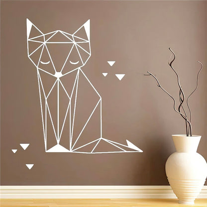 Chat Blanc Origami Assis Minimaliste Sticker