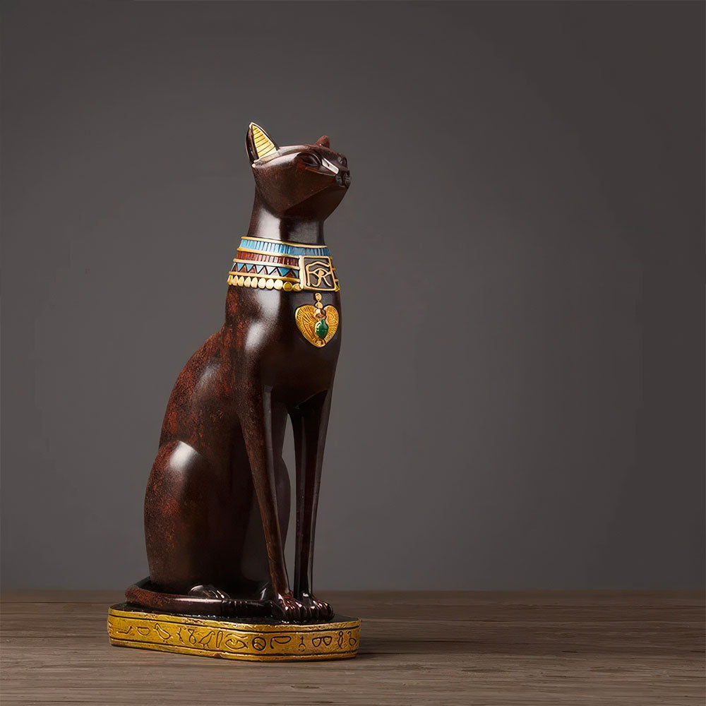 Chat Marron Déesse Egyptienne Statue