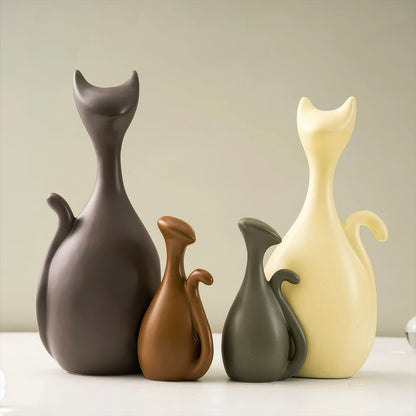 Statues-de Chats-Contemporaines-Famille de Quatre 