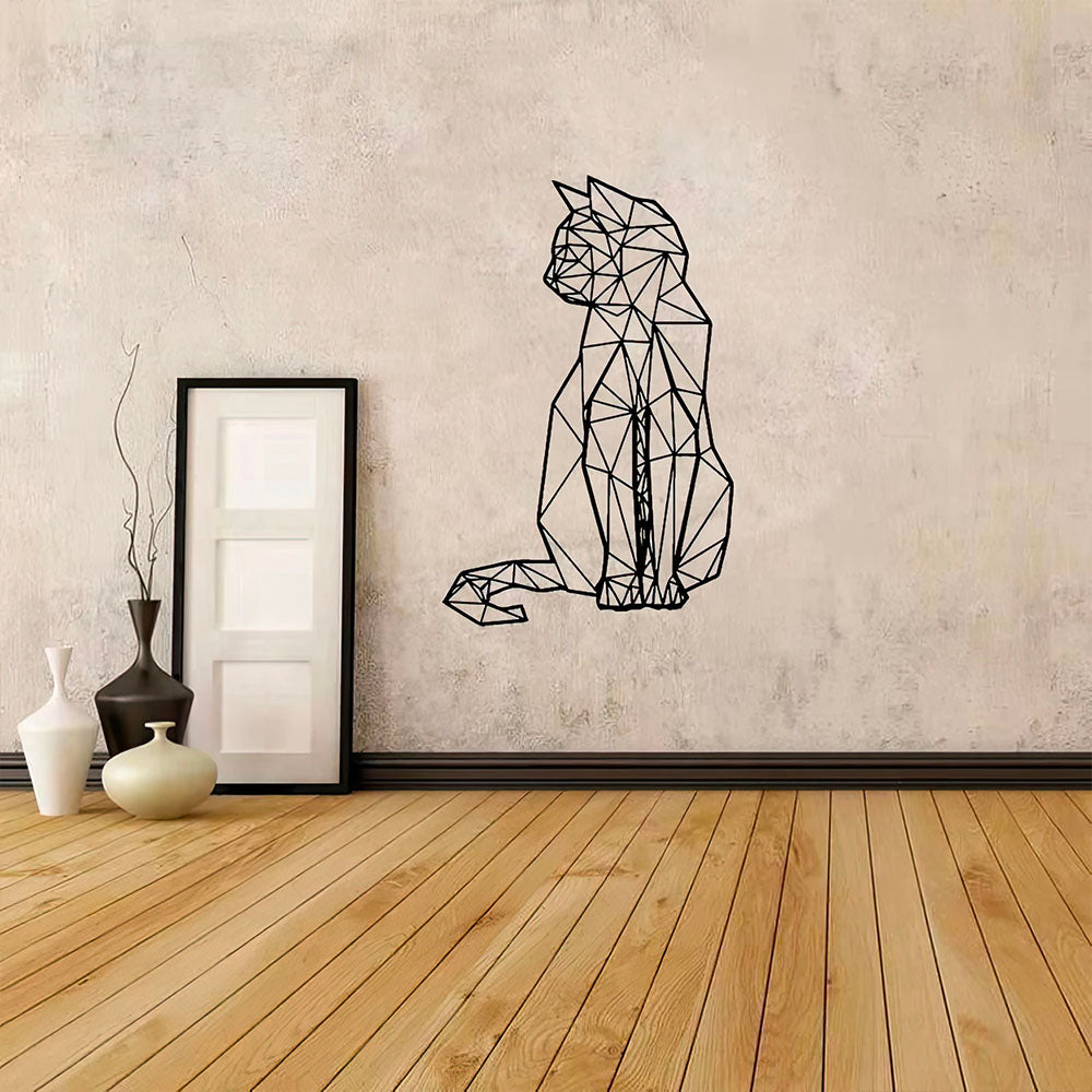 Chat Mignon Noir Mural Origami Sticker