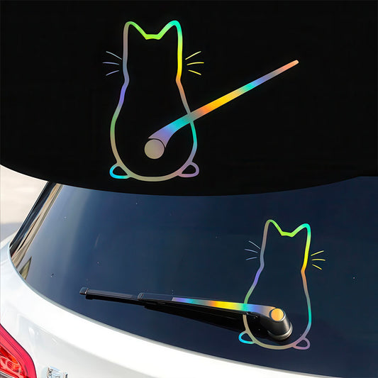 Sticker Queue Chat Essuie Glace Couleur Laser
