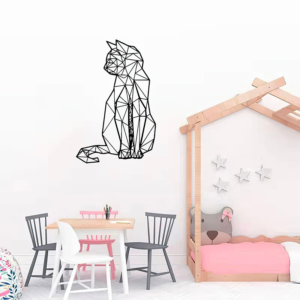 Chat Adorable Noir Façon Origami Autocollant