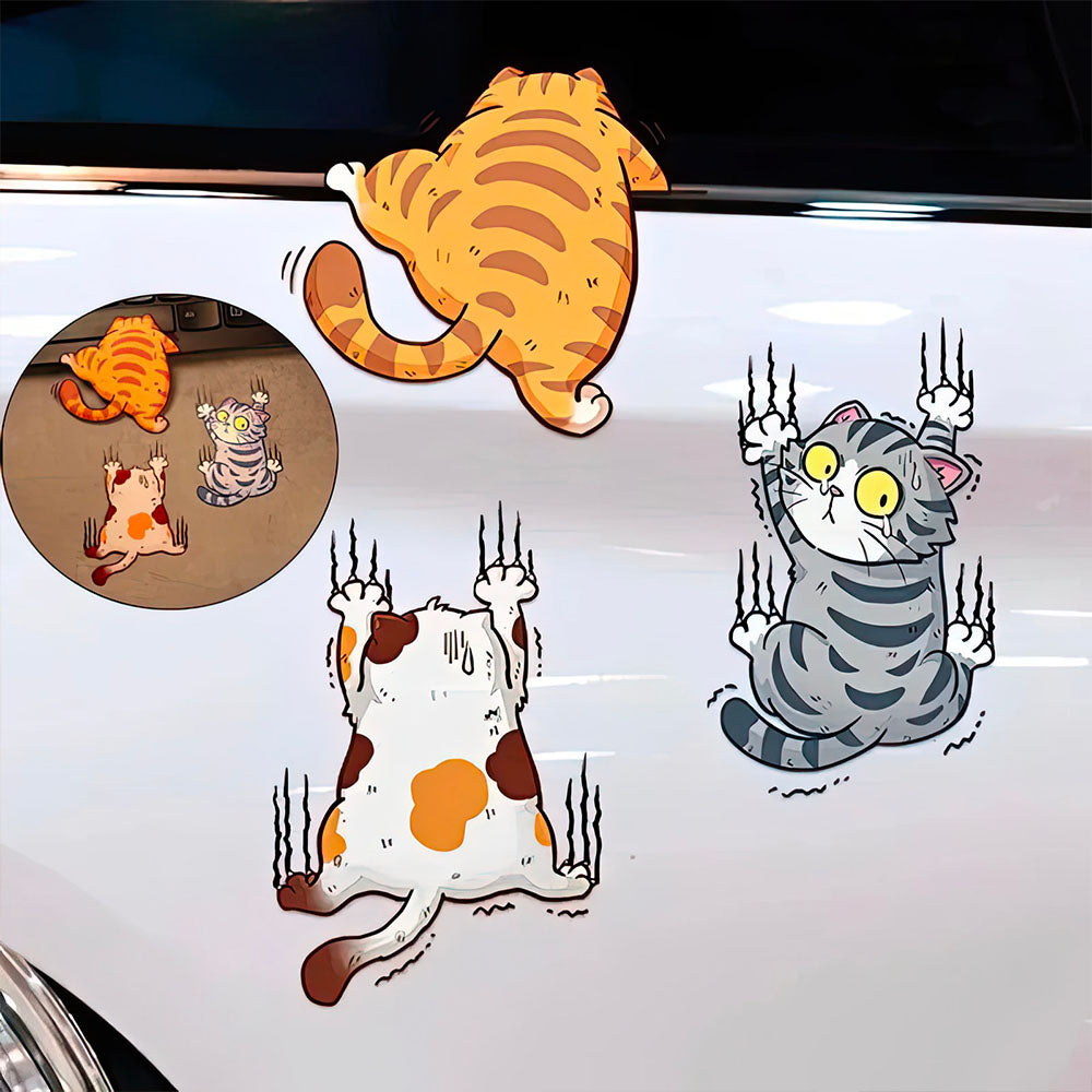 Trois Chatons Espiègles Glissent Sur la Carrosserie Stickers