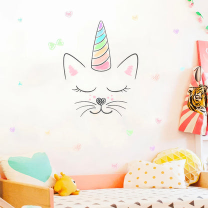 Sticker Chat Mignon Kawaii Entouré d'Etoiles 