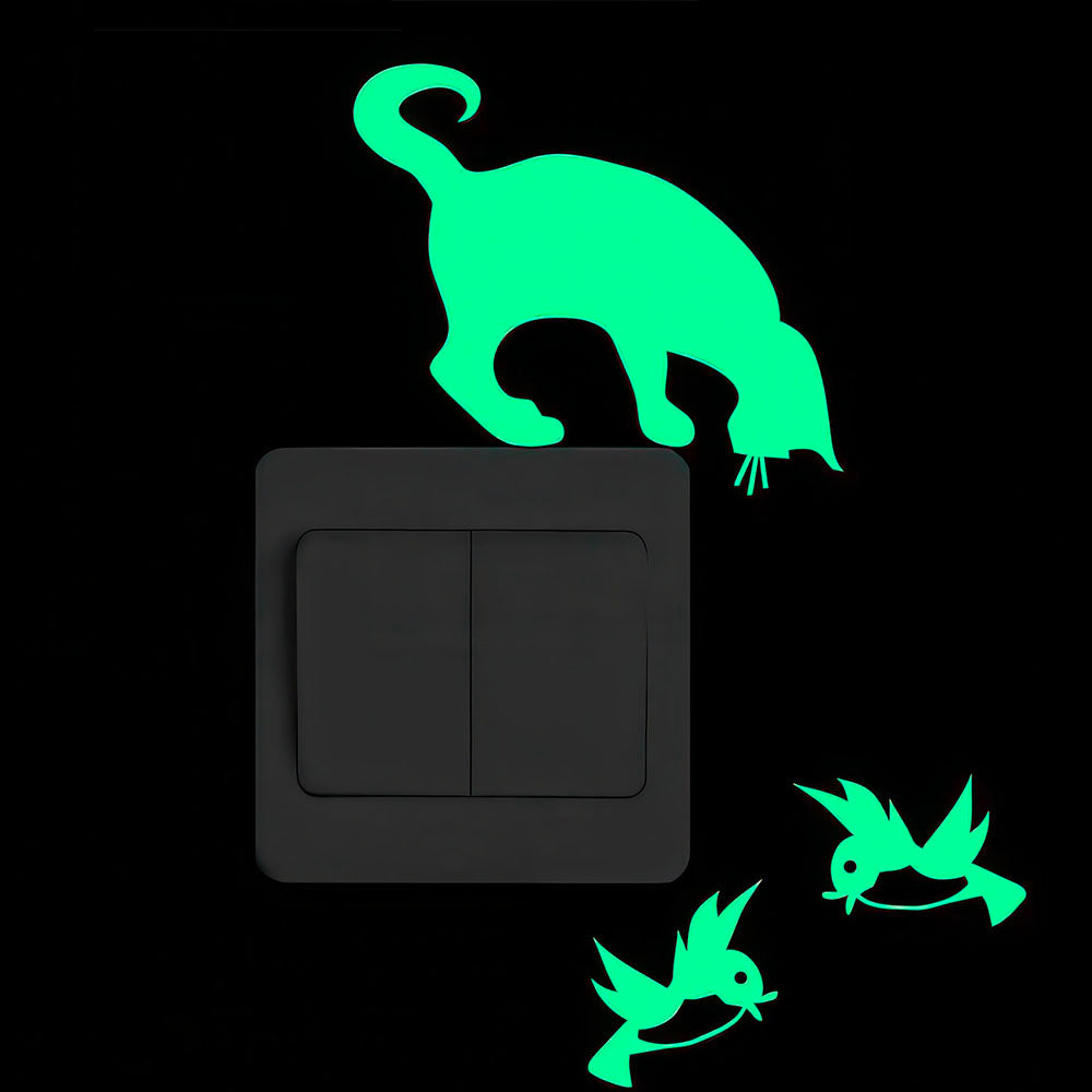 Sticker pour Interrupteur Chat Guette 
Deux Oiseaux Fluo