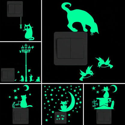 Petits Autocollants Fluo pour la maison avec des Chats Mignons