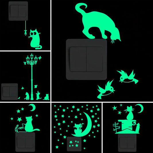 Petits Autocollants Fluo pour la maison avec des Chats Mignons