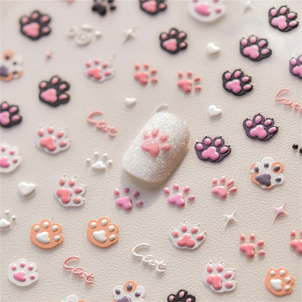 Stickers Pour Nail Art Effet 5D Réaliste Rose Blanc Marron