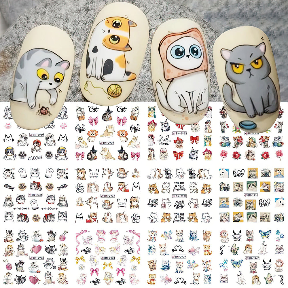 Stickers en Couleur pour les Ongles Chatons Humoristiques