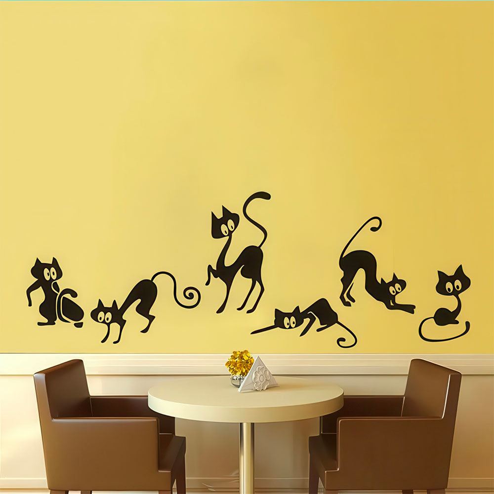 Chats Noirs Design Créatif Grande Queue Stickers