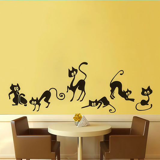 Chats Noirs Design Créatif Grande Queue Stickers
