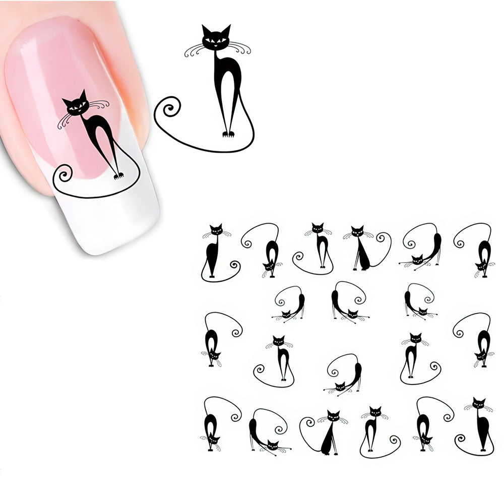 Stickers Chats Elégants Longue Queue pour Ongles