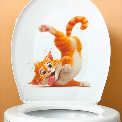 Chaton Espiègle Roux sur l'Abattant WC Autocollant