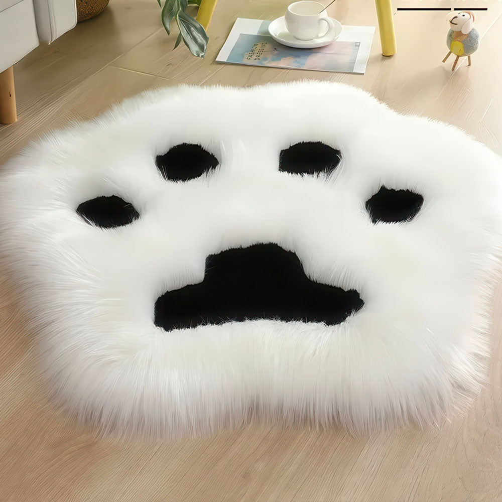 Tapis empreinte de Patte de Chat Poils Blancs Coussinets Noirs