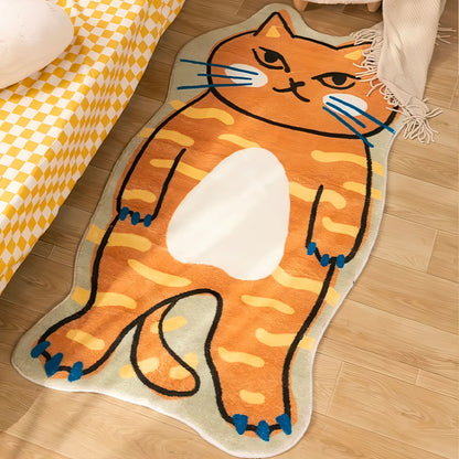 Tapis Antidérapant pour Chambre Enfants, Motif Grand Chat Roux 