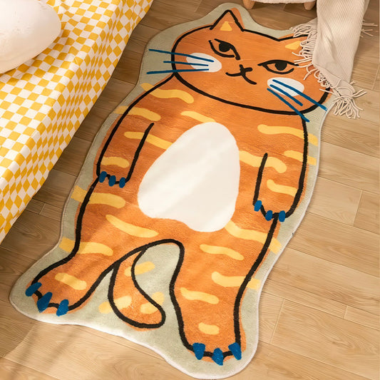 Tapis Antidérapant pour Chambre Enfants, Motif Grand Chat Roux 