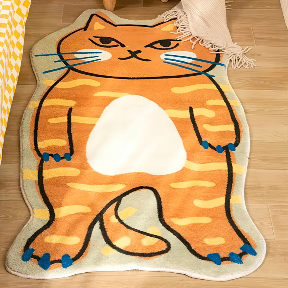 Tapis pour Chambre d'Enfants, Motif Gros Chat Roux et jaune
