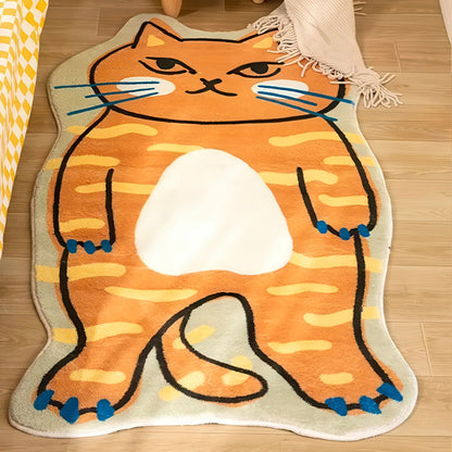 Tapis pour Chambre d'Enfants, Motif Gros Chat Roux et jaune