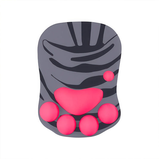 Tapis de Souris Forme Patte de Chat Pour Gamers Gris et Rose Fuschia