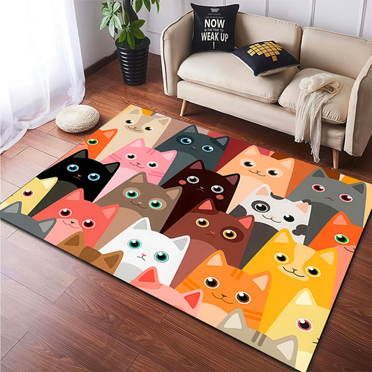 Tapis de Salon Motifs Chatons Cartoon Coloré Absorbant 