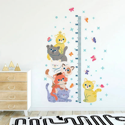Autocollant Mural Toise Petits Chats Adorables pour Mesurer les Enfants 