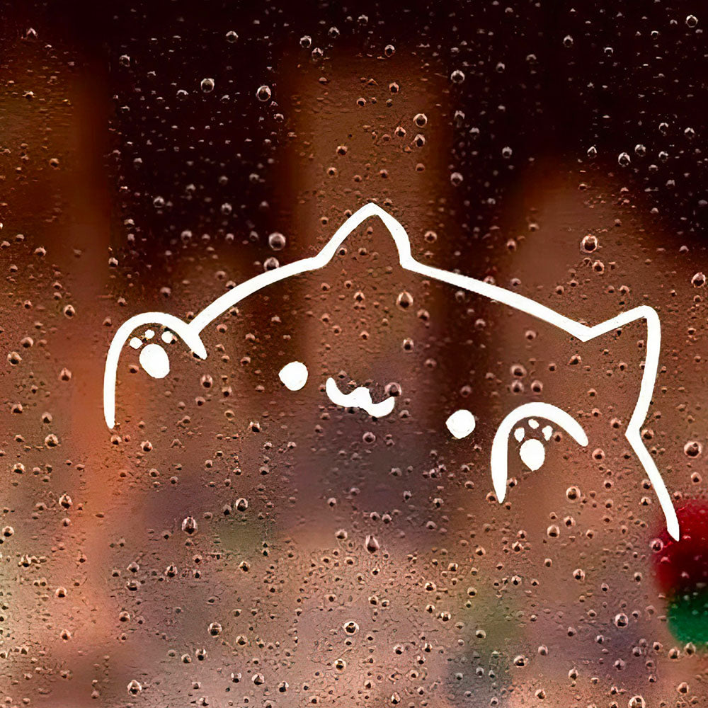 Adorable Chaton Mignon Dessin Blanc Autocollant Voiture